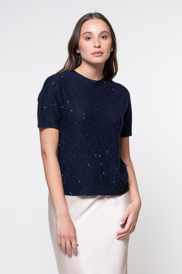 Cristallo - Girocollo mezza manica con micropaillettes Imperfect Selection