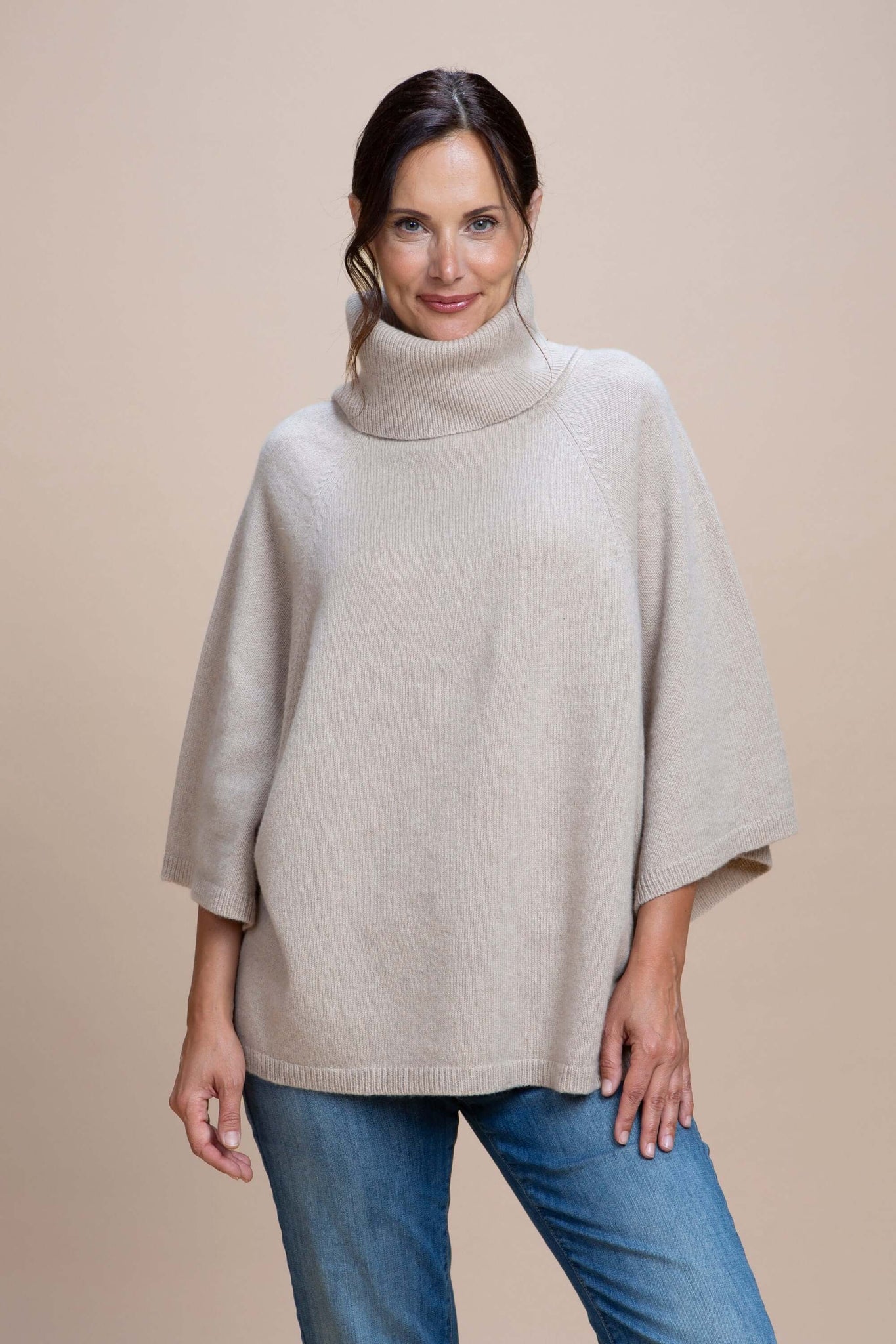 Assisi - Kimono collo ad anello cashmere rigenerato