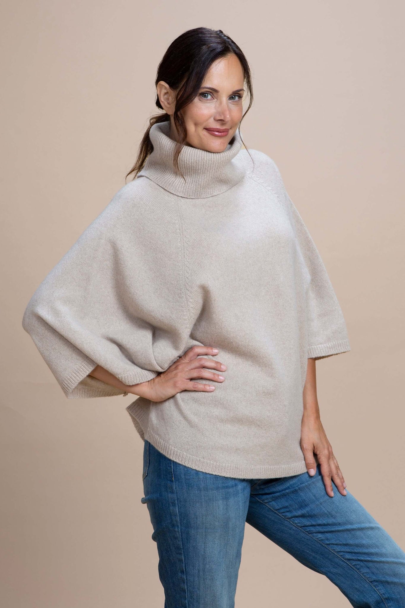 Assisi - Kimono collo ad anello cashmere rigenerato