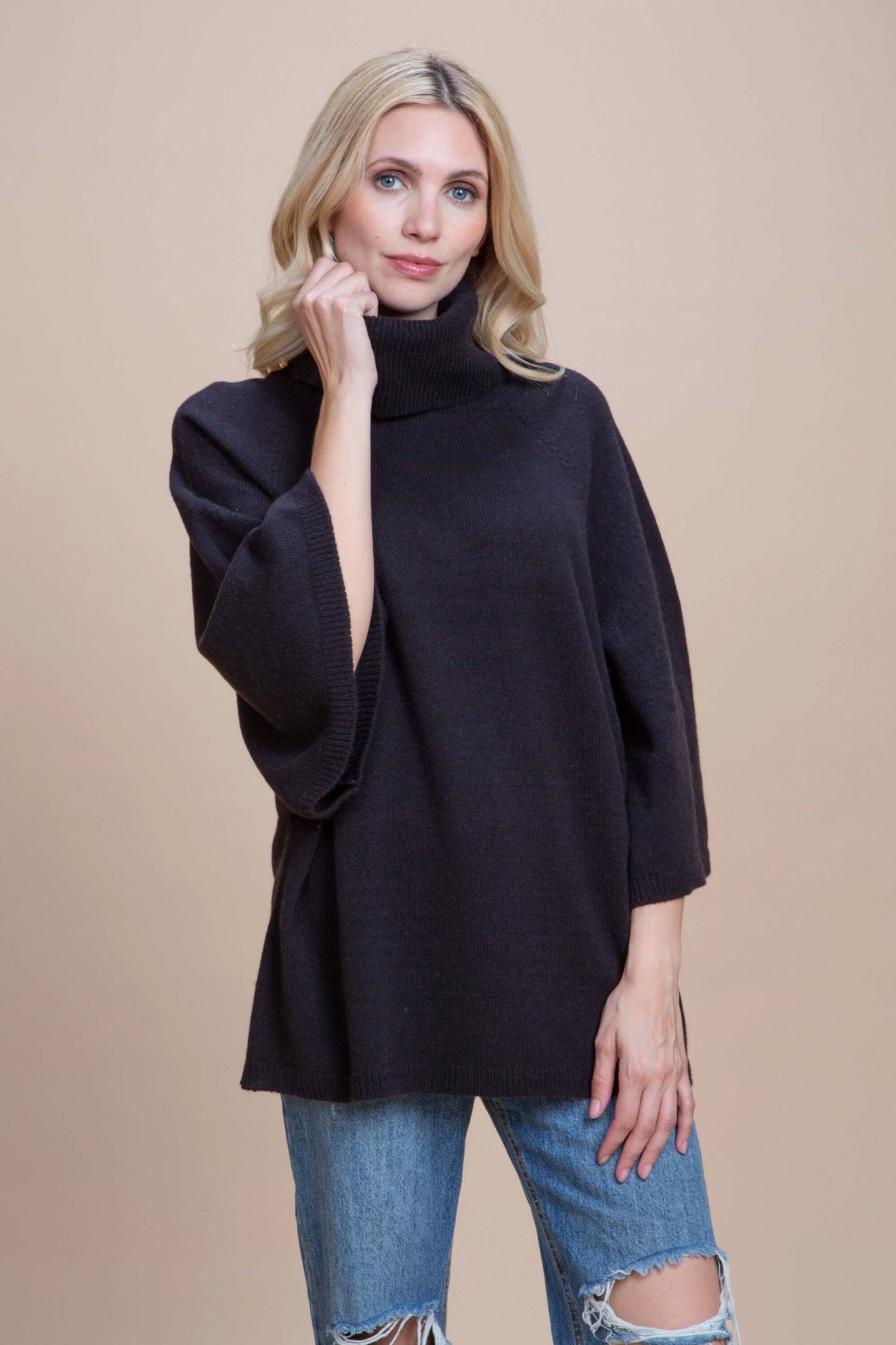Assisi - Kimono collo ad anello cashmere rigenerato