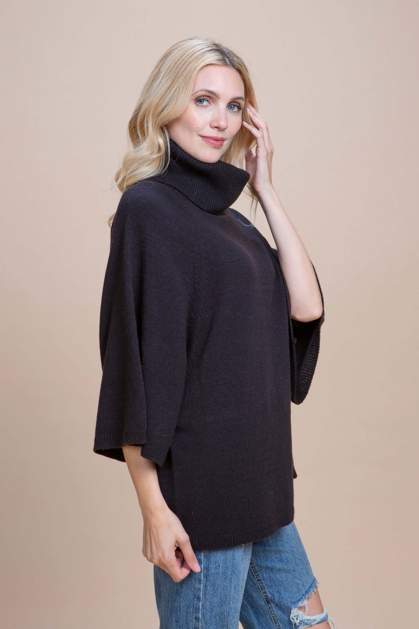 Assisi - Kimono collo ad anello cashmere rigenerato