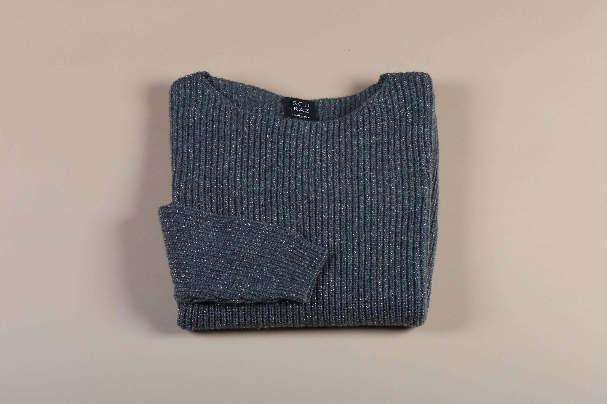 Camden - Maglia con scollo a barca maglia perla con lurex in cashmere rigenerato