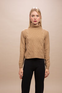 Dobbiaco - Dolcevita seamless (senza cuciture) con motivo aran + trecce sul davanti
