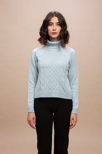 Dobbiaco - Dolcevita seamless (senza cuciture) con motivo aran + trecce sul davanti
