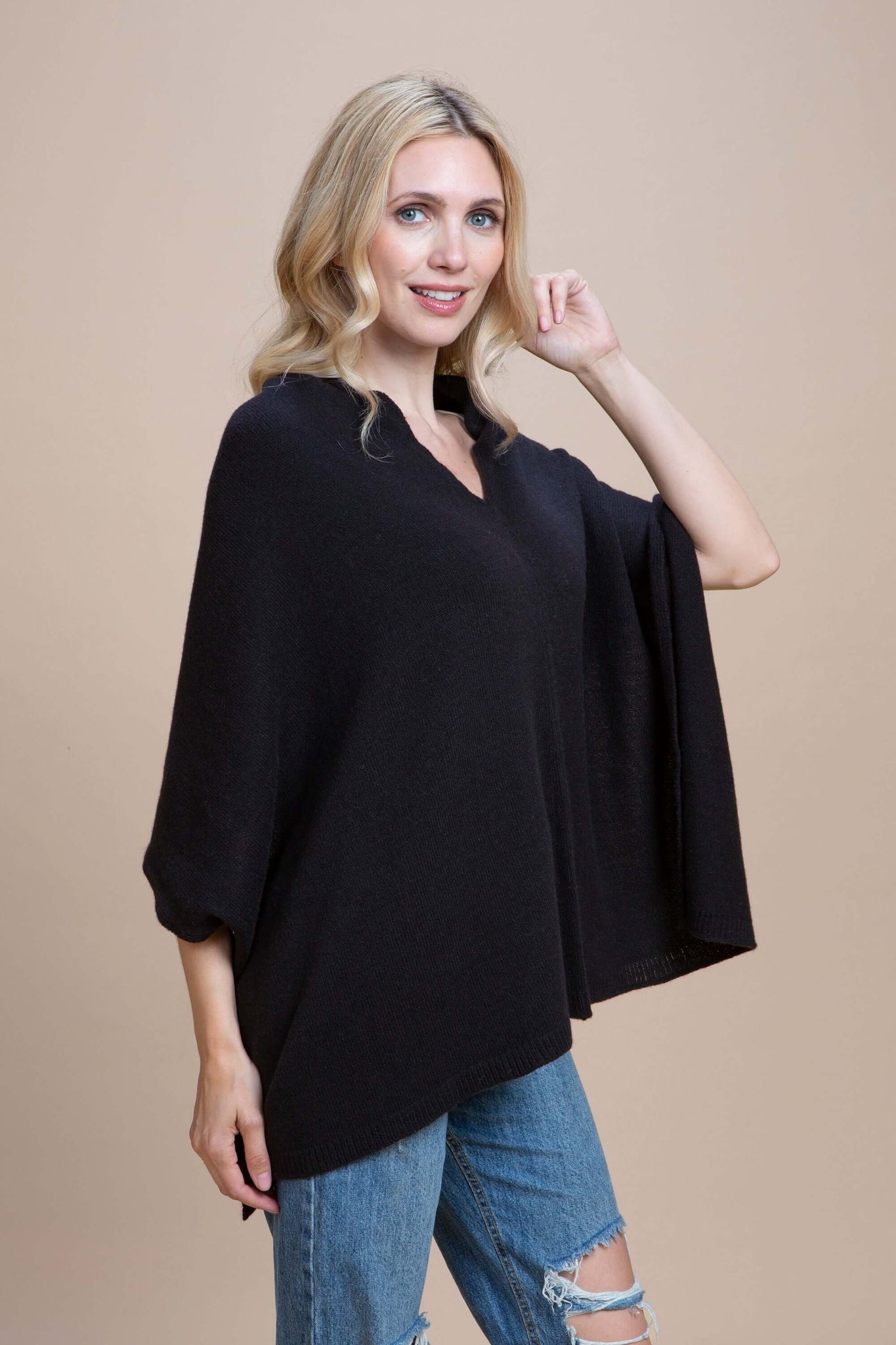 Spoleto - Poncho asimmetrico cashmere rigenerato