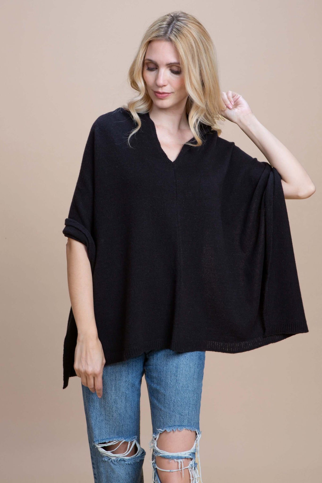 Spoleto - Poncho asimmetrico cashmere rigenerato