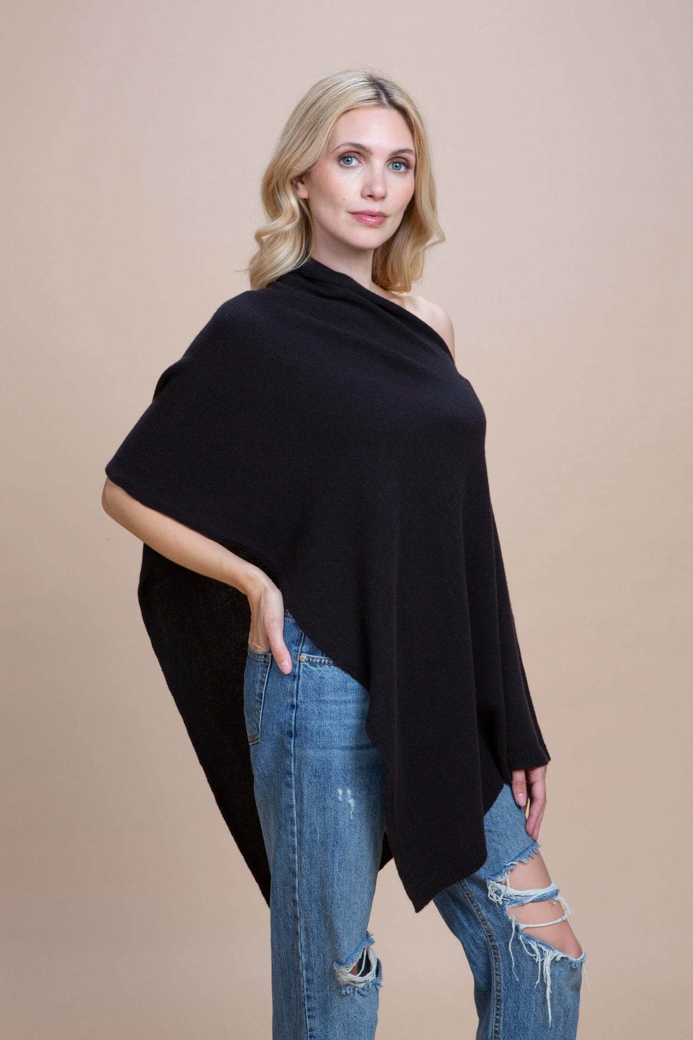 Spoleto - Poncho asimmetrico cashmere rigenerato