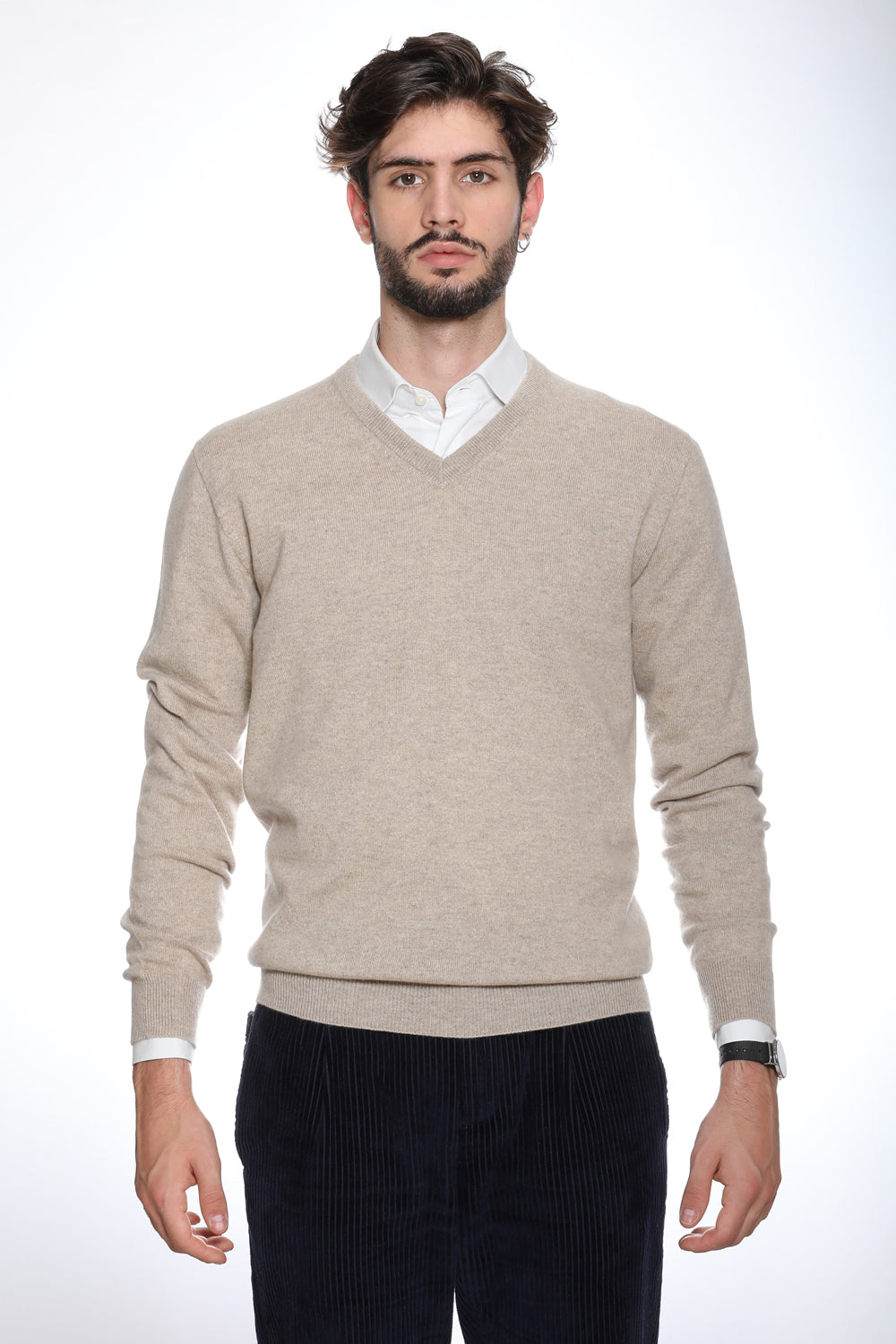 Tintoretto - Maglia con collo a V 100% Cashmere (colori fuori produzione)