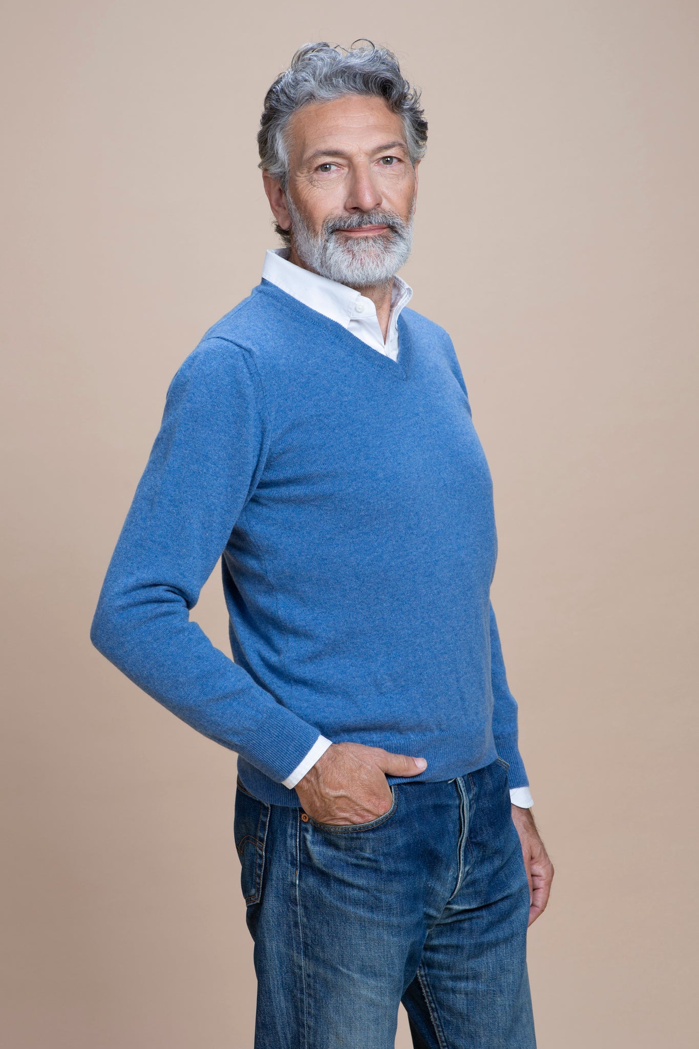 Tintoretto - Maglia con collo a V 100% Cashmere