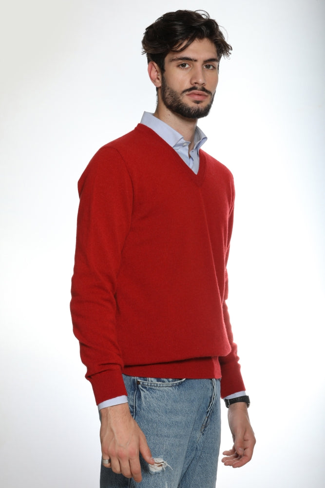 Tintoretto - Maglia con collo a V 100% Cashmere (colori fuori produzione)