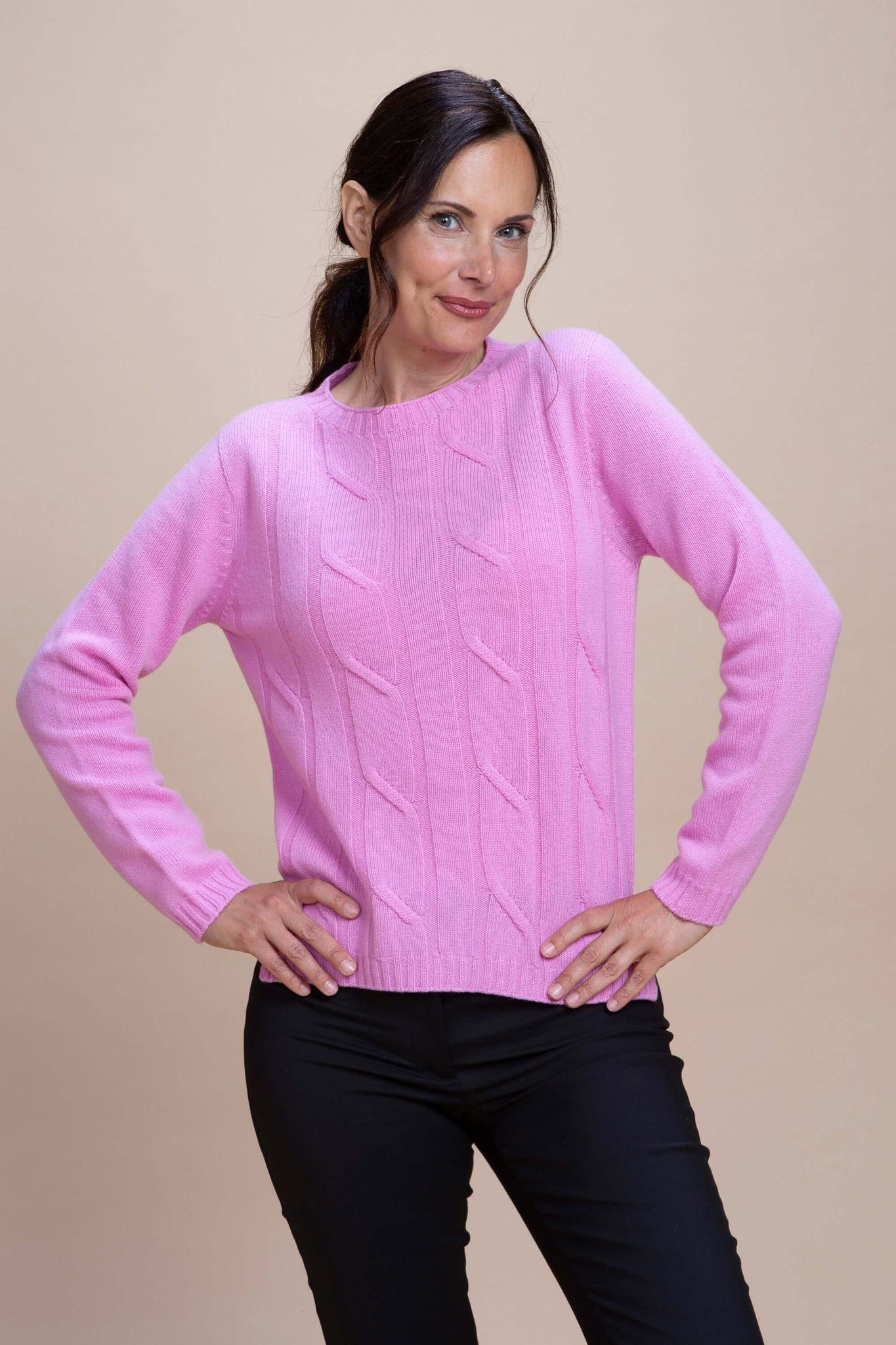 BORMIO  -  Girocollo con treccione  100% Cashmere