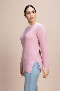 Camden - Maglia con scollo a barca maglia perla con lurex in cashmere rigenerato
