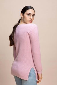Camden - Maglia con scollo a barca maglia perla con lurex in cashmere rigenerato