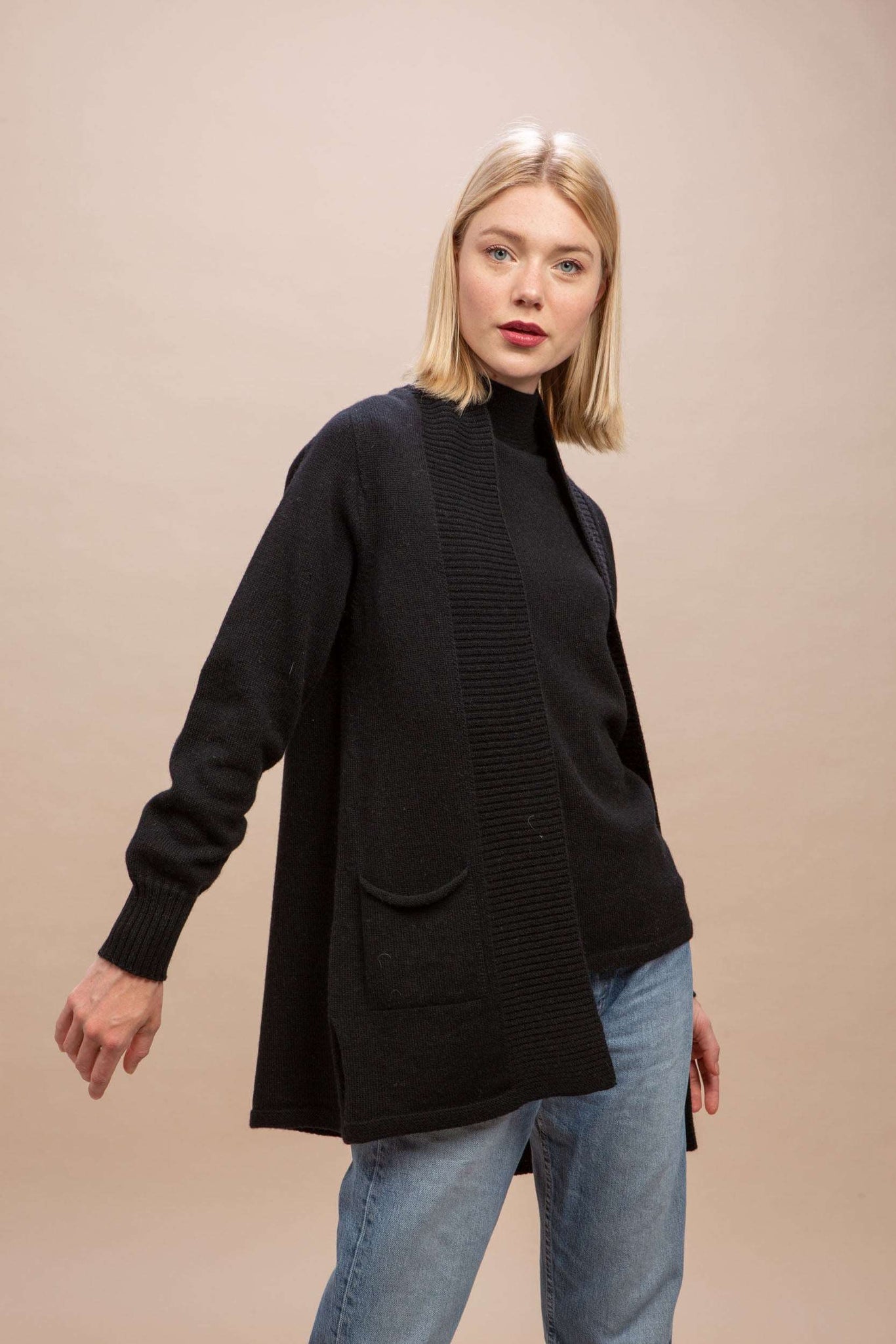 Favignana - Giacca lunga aperta 100% Cashmere