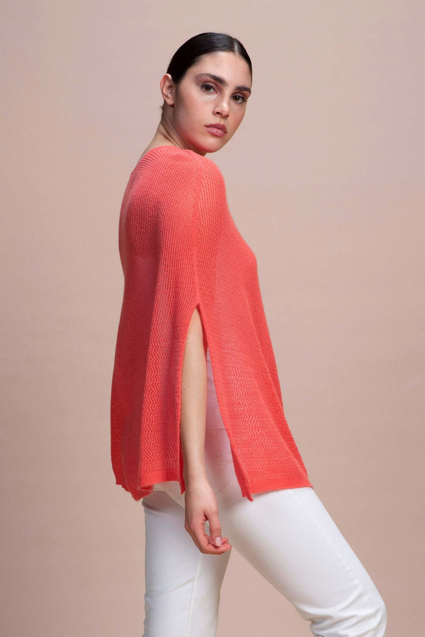 Fregene - Poncho traforato leggero 100% Cashmere