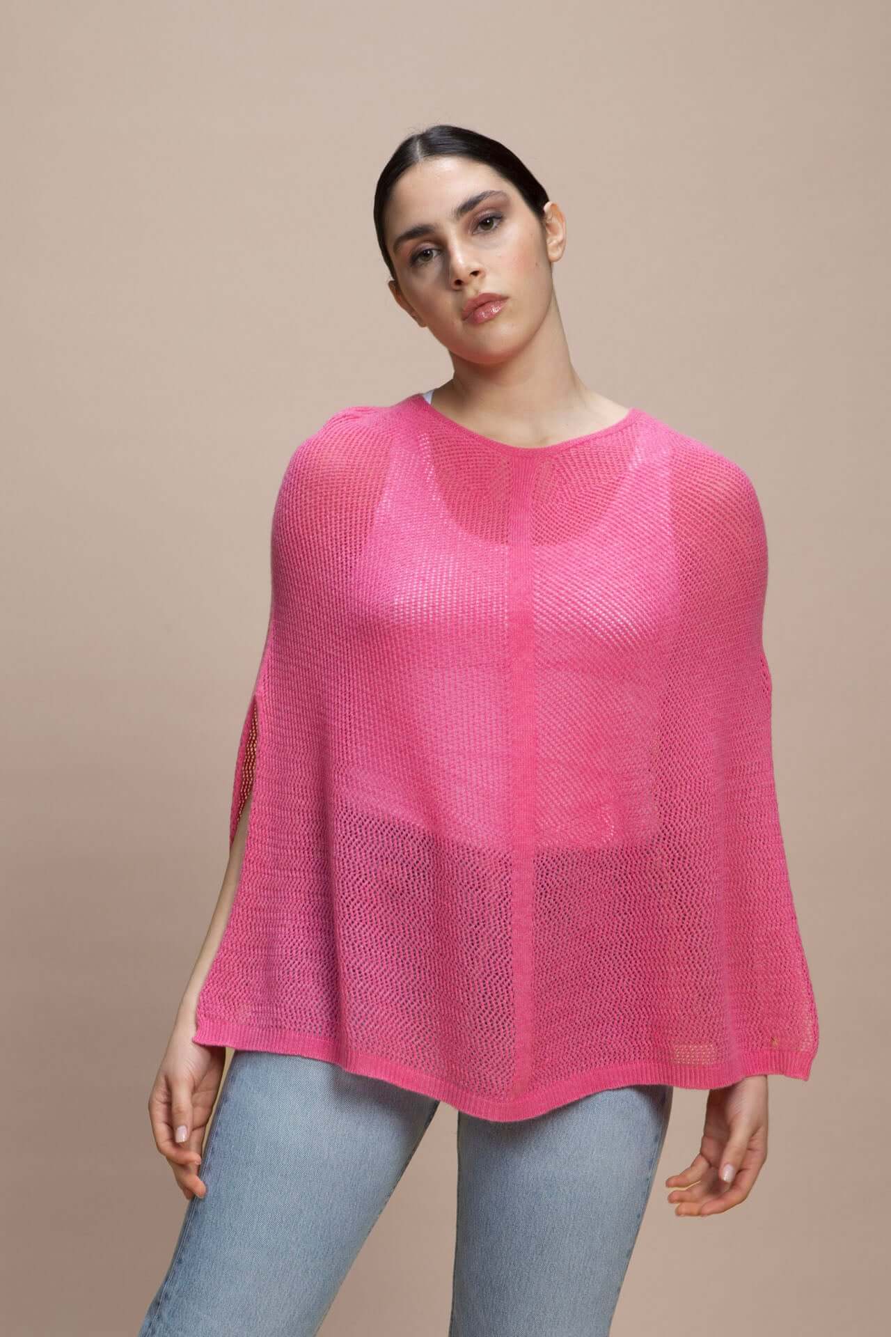 Fregene - Poncho traforato leggero 100% Cashmere