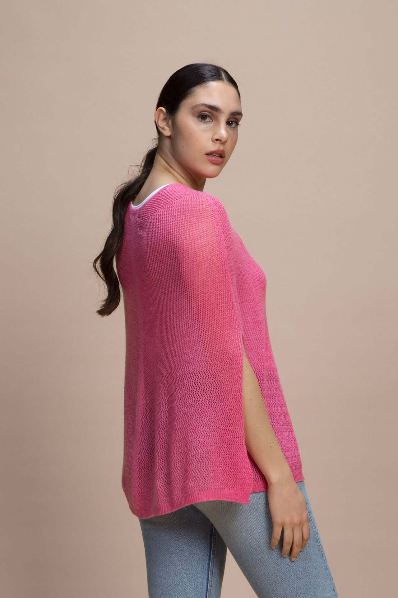 Fregene - Poncho traforato leggero 100% Cashmere