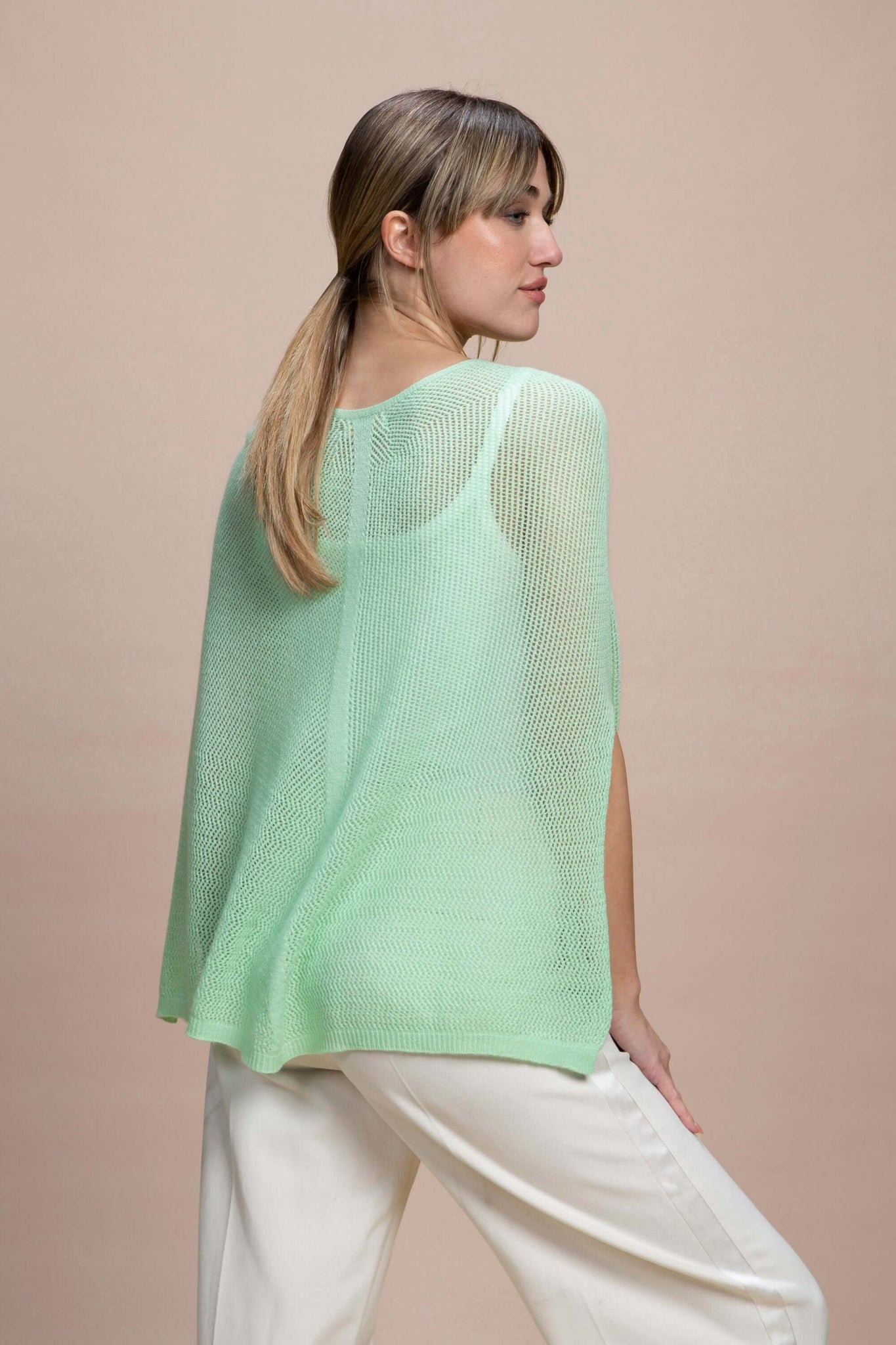 Fregene - Poncho traforato leggero 100% Cashmere
