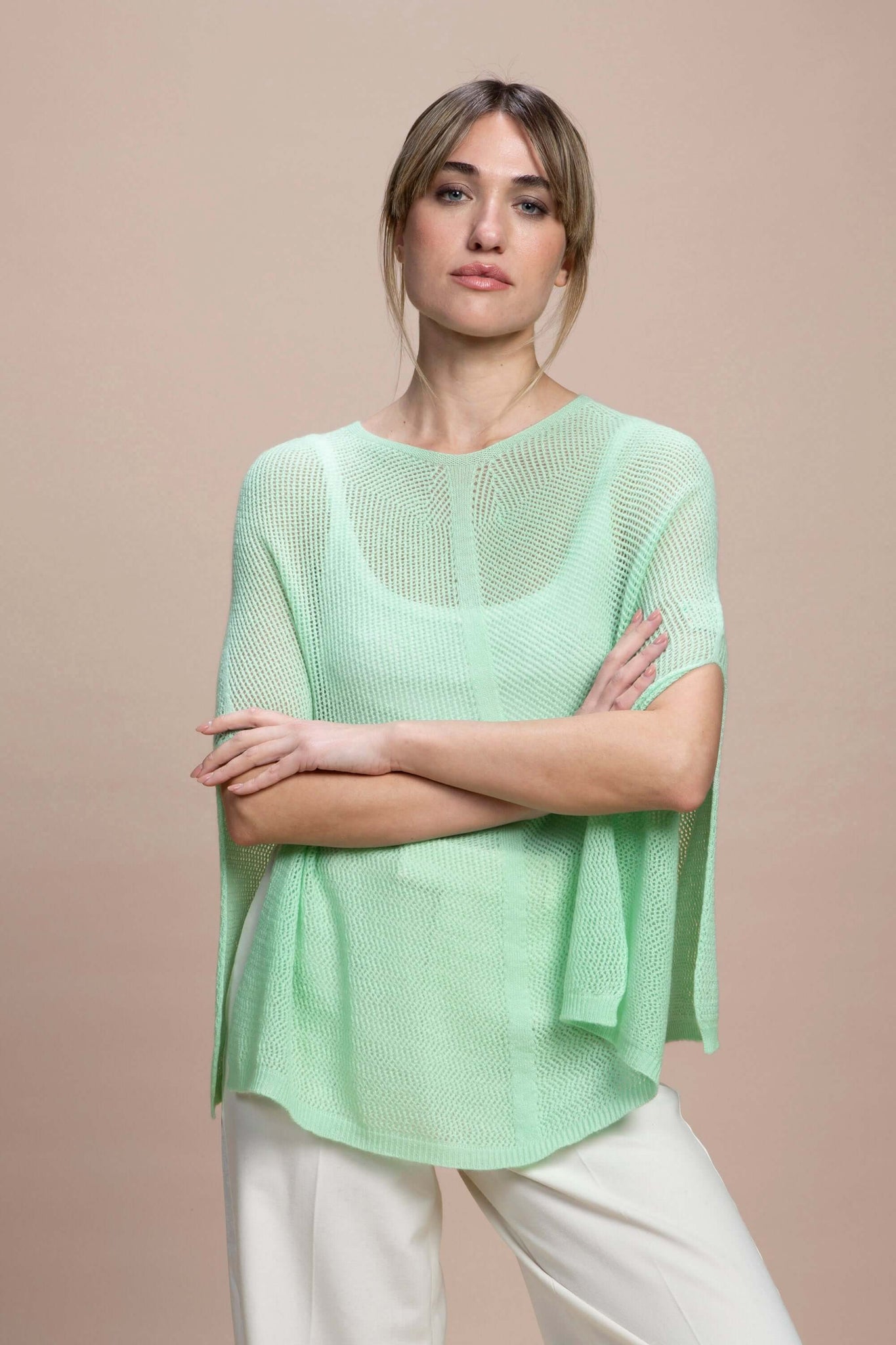 Fregene - Poncho traforato leggero 100% Cashmere