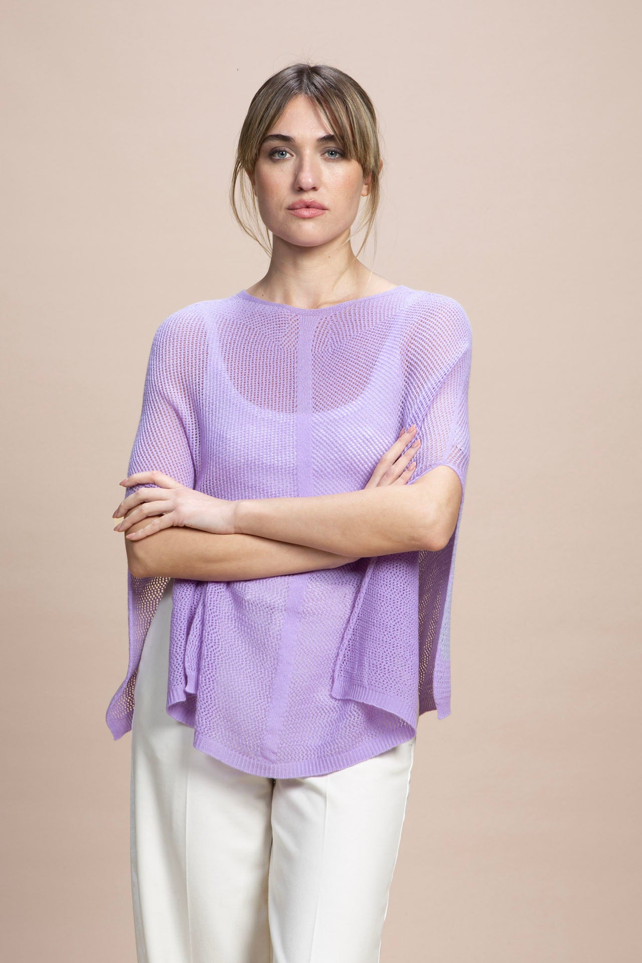 Fregene - Poncho traforato leggero 100% Cashmere