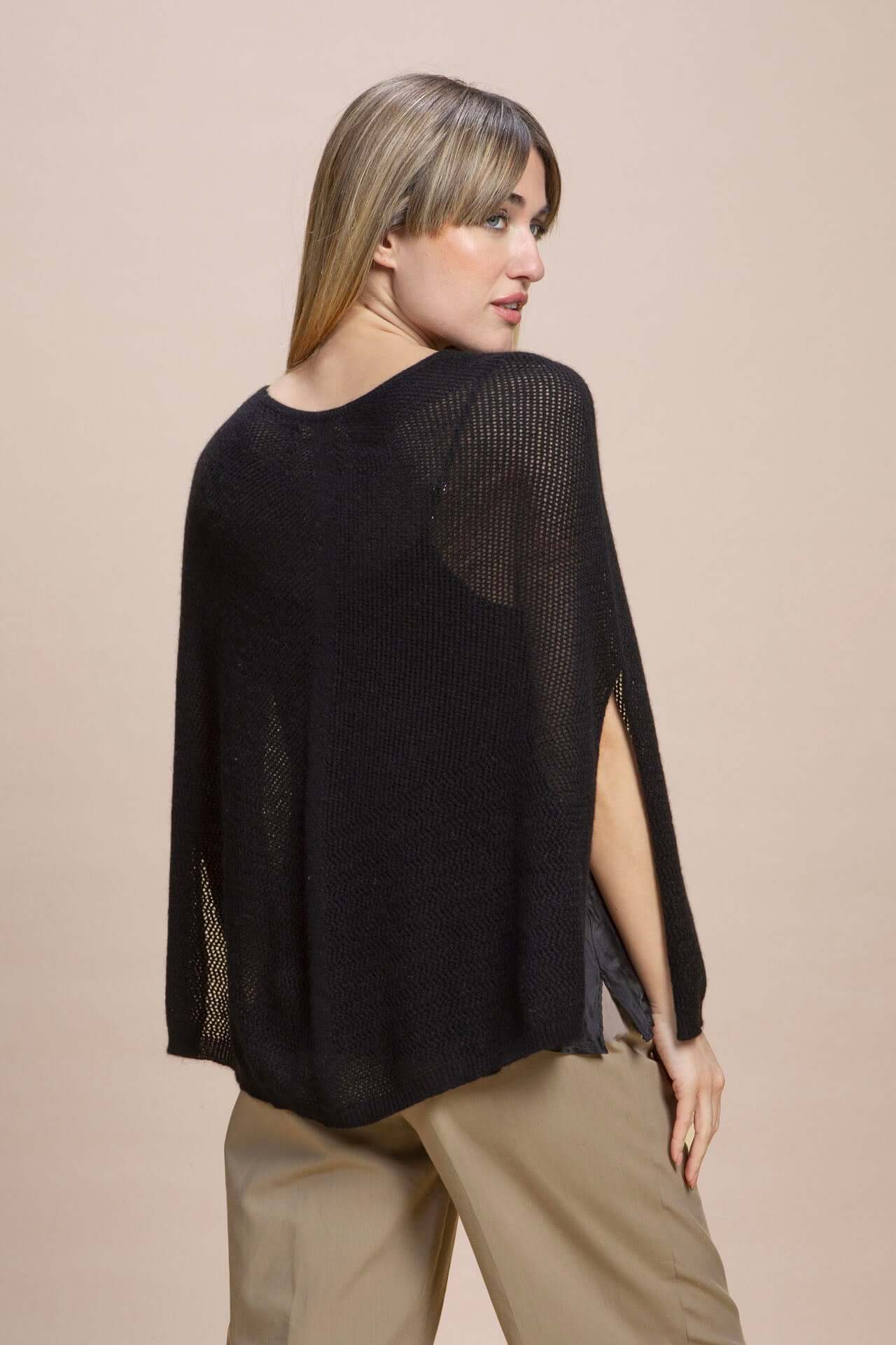 Fregene - Poncho traforato leggero 100% Cashmere