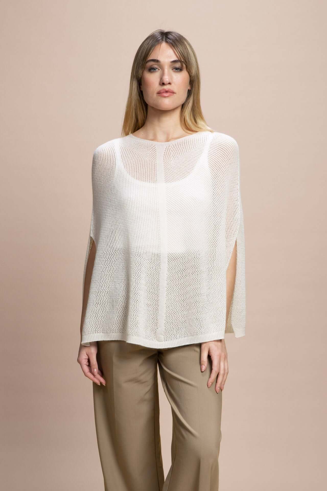 Fregene - Poncho traforato leggero 100% Cashmere