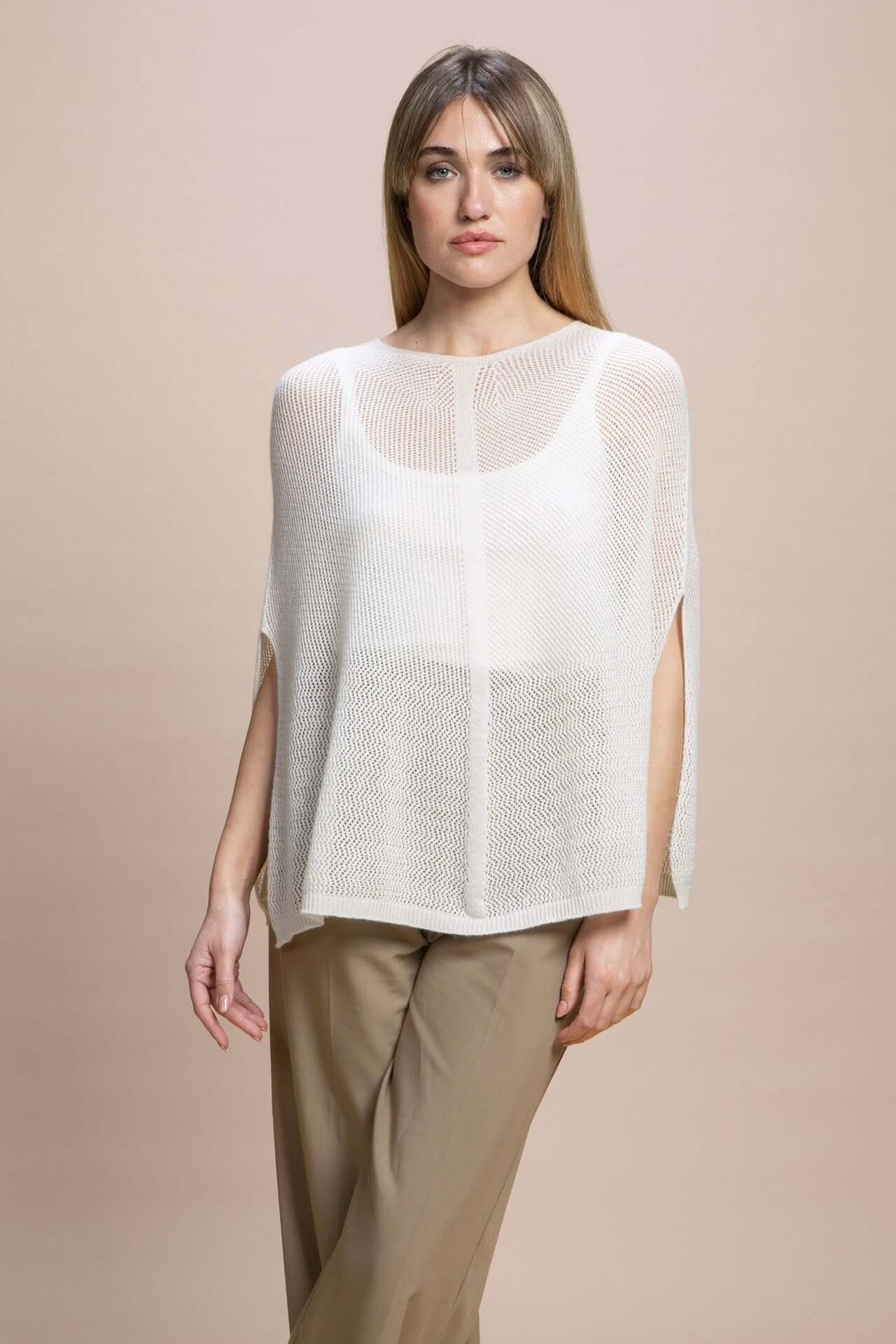 Fregene - Poncho traforato leggero 100% Cashmere