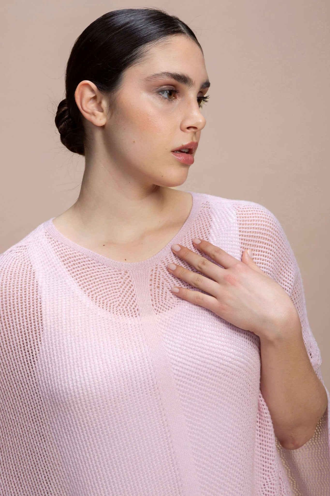 Fregene - Poncho traforato leggero 100% Cashmere