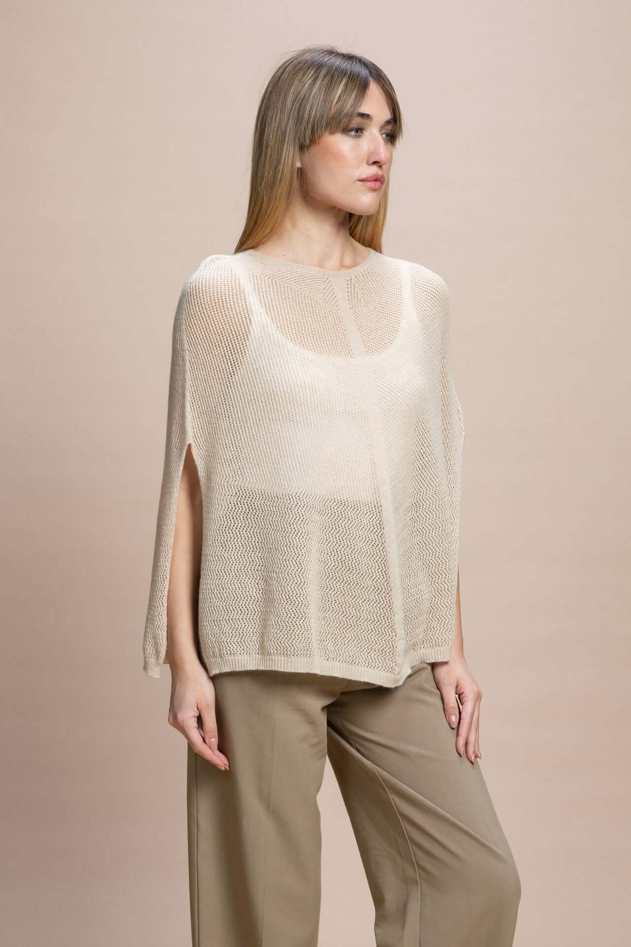 Fregene - Poncho traforato leggero 100% Cashmere