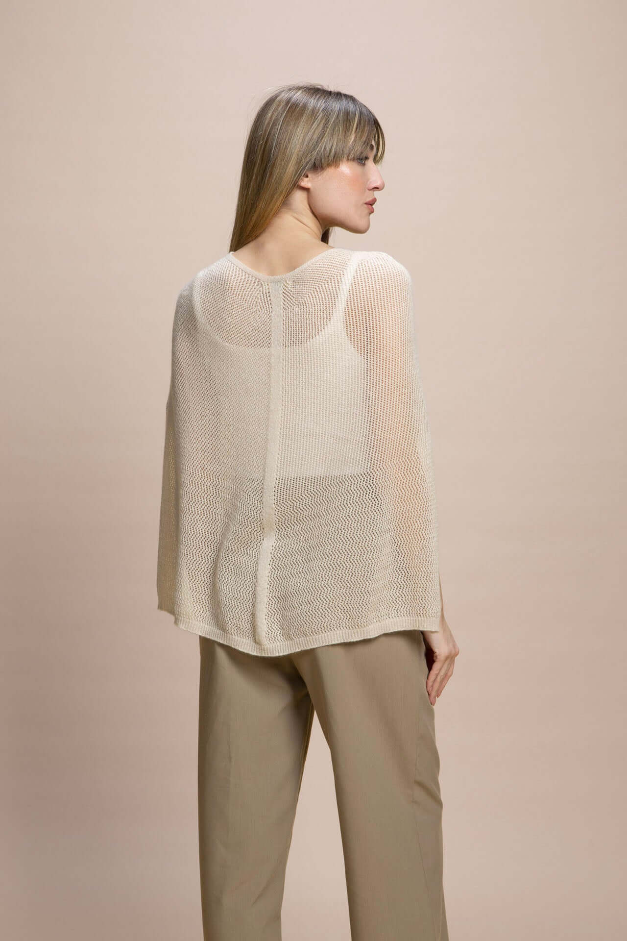Fregene - Poncho traforato leggero 100% Cashmere