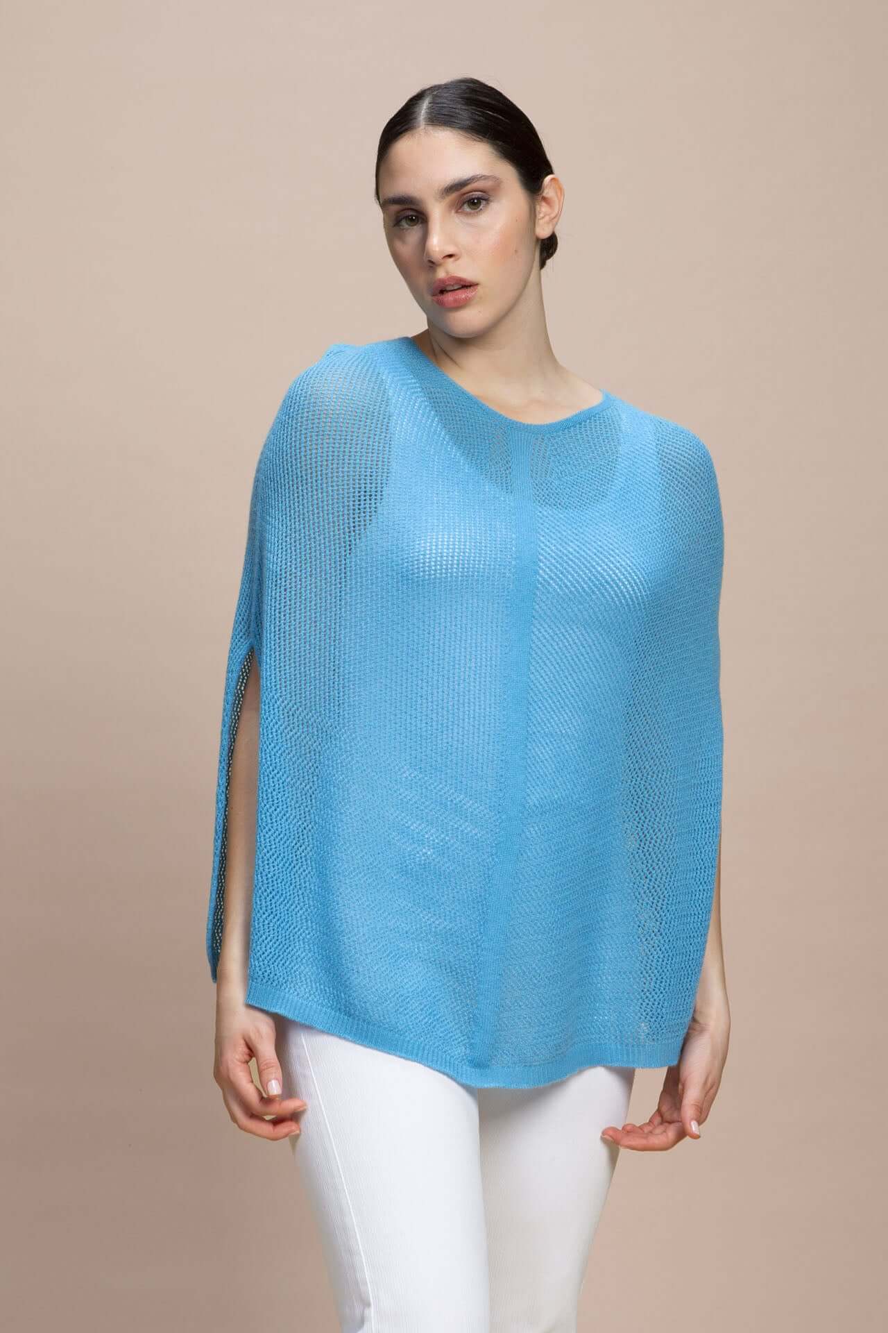 Fregene - Poncho traforato leggero 100% Cashmere