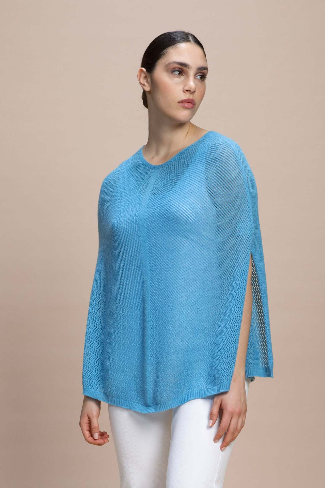Fregene - Poncho traforato leggero 100% Cashmere