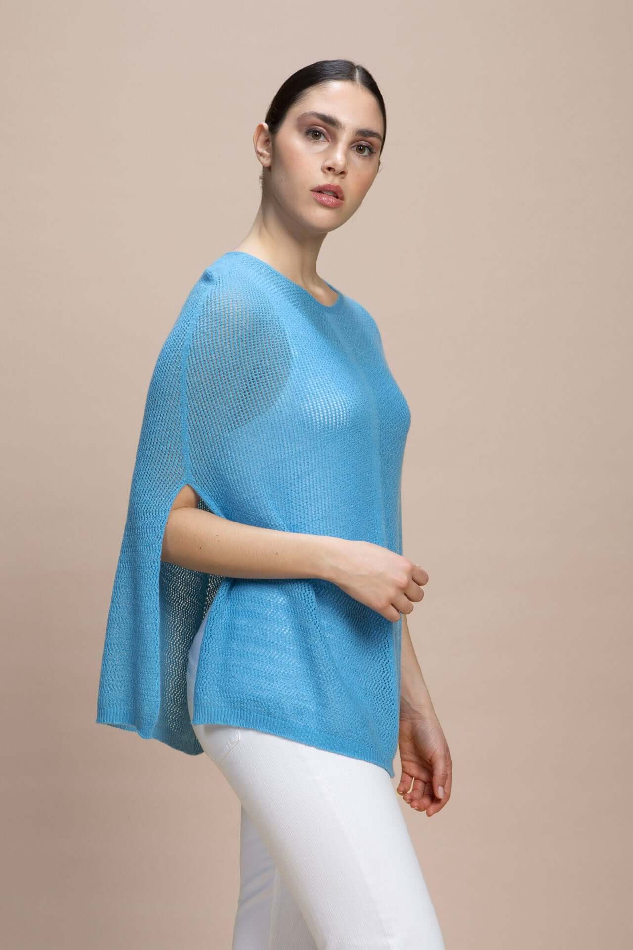 Fregene - Poncho traforato leggero 100% Cashmere