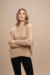 Ischia - Girocollo stondato davanti, balze e polsi alti 100% Cashmere