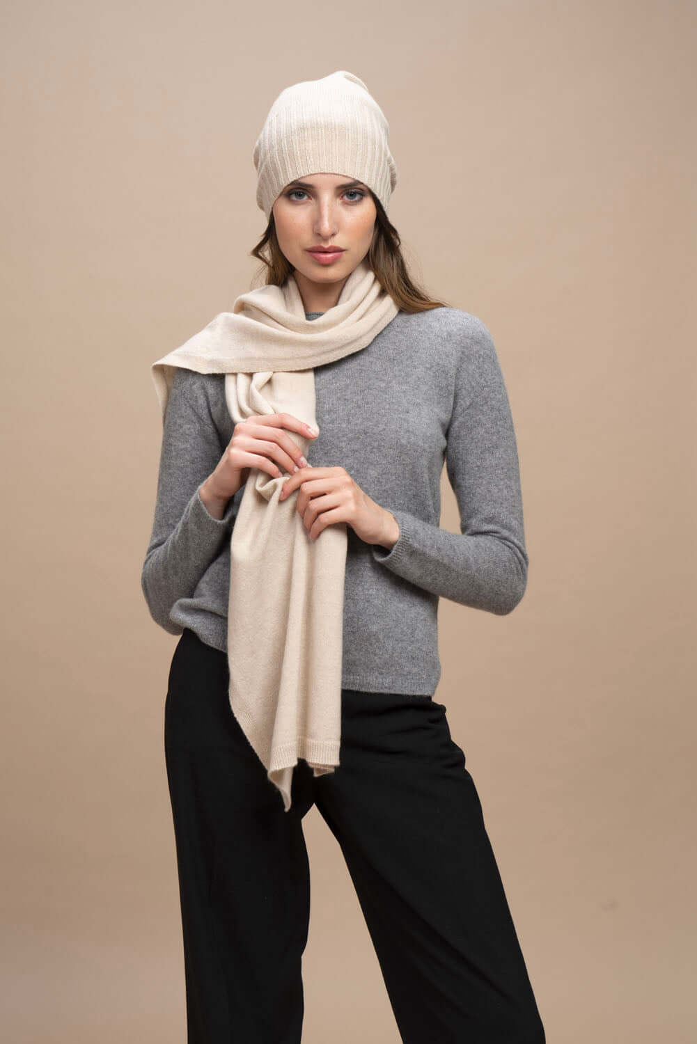 KIT Dolomiti - Bonnet et Echarpe 100% Cachemire