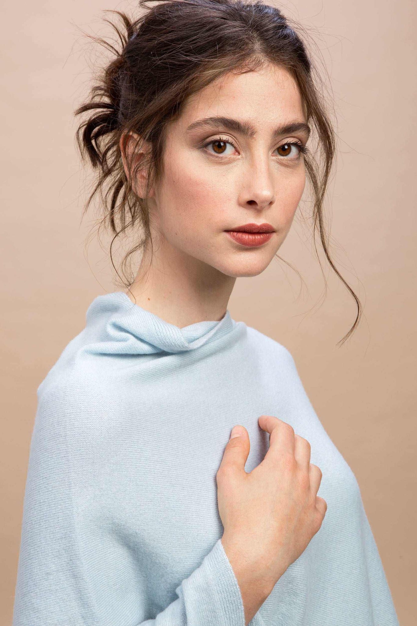 Livigno - Poncho rasato asimmetrico 100% Cashmere