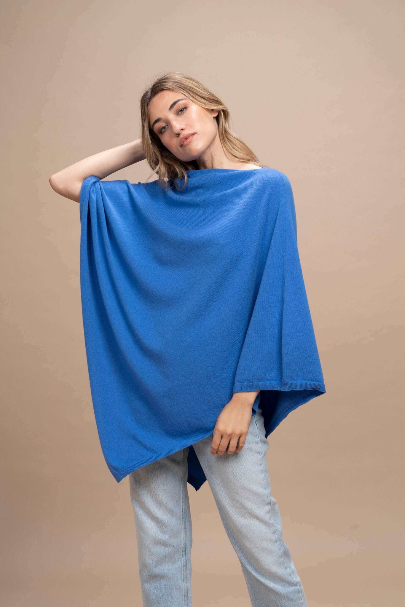 Livigno - Poncho rasato asimmetrico 100% Cashmere