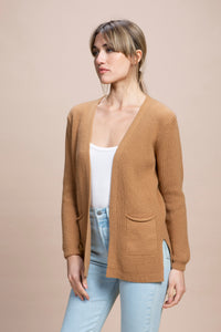 San Babila - Cardigan in cashmere rigenerato con tasche e spacchi laterali