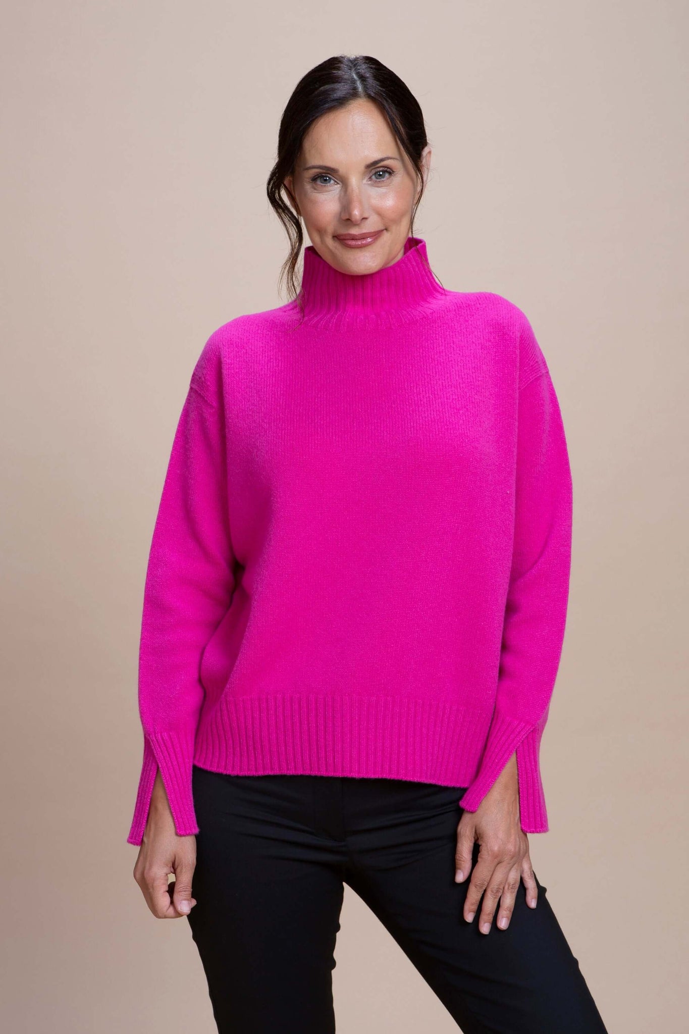 SIRMIONE -  Collo camino con spacchi al polso  100% Cashmere