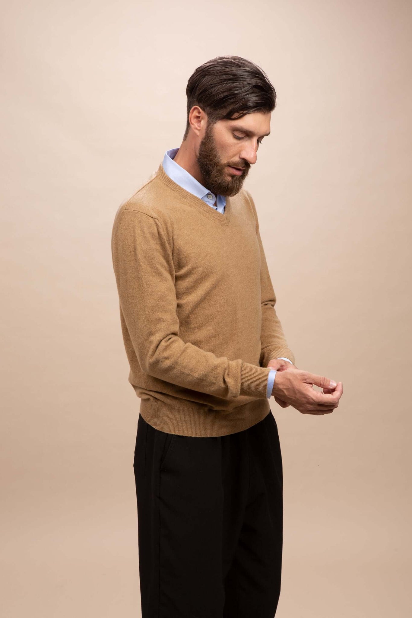 Tintoretto - Maglia con collo a V 100% Cashmere