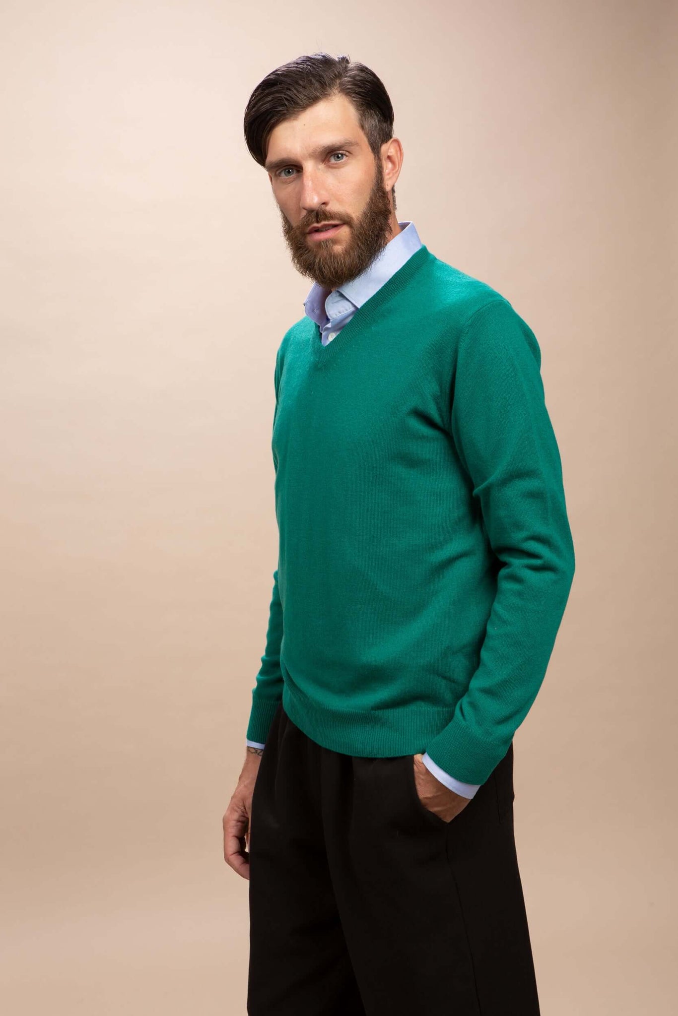 Tintoretto - Maglia con collo a V 100% Cashmere