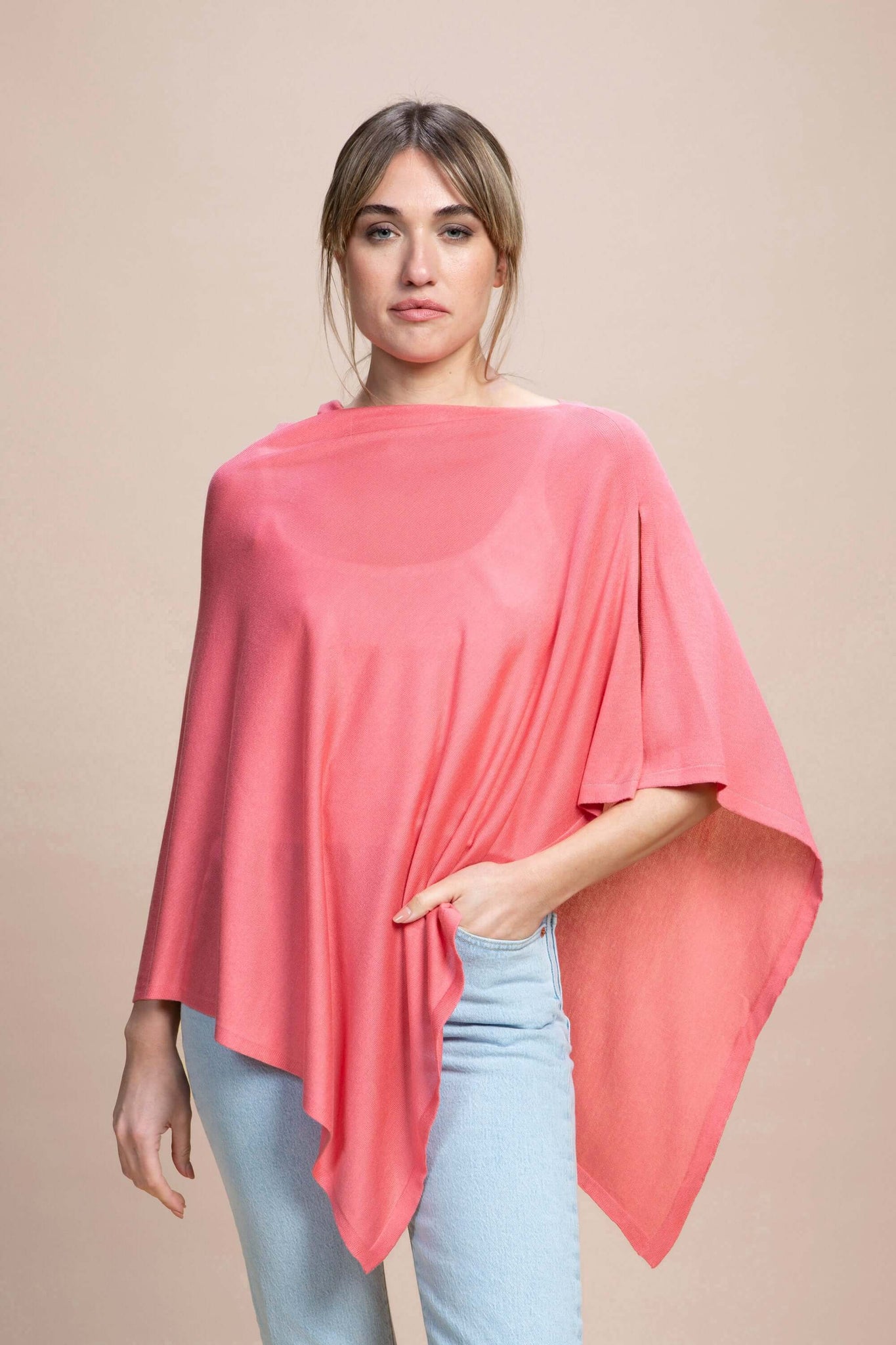 Vernazza - Poncho con apertura laterale 100% Seta